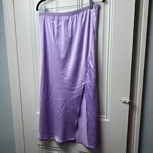 Etophe Studios Maxi Skirt Womens Large Purple Slip Pull On Fairy Slit Shiny